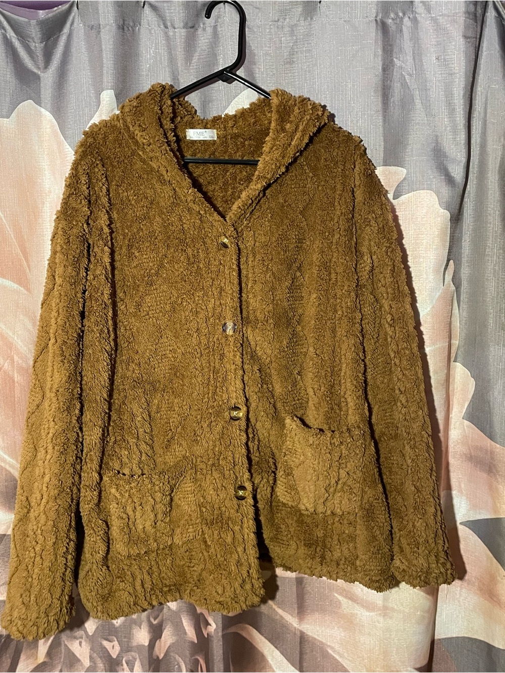 Cozy Hooded Teddy Jacket in Chestnut by